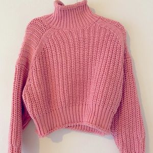 Chunky hot pink knit sweater